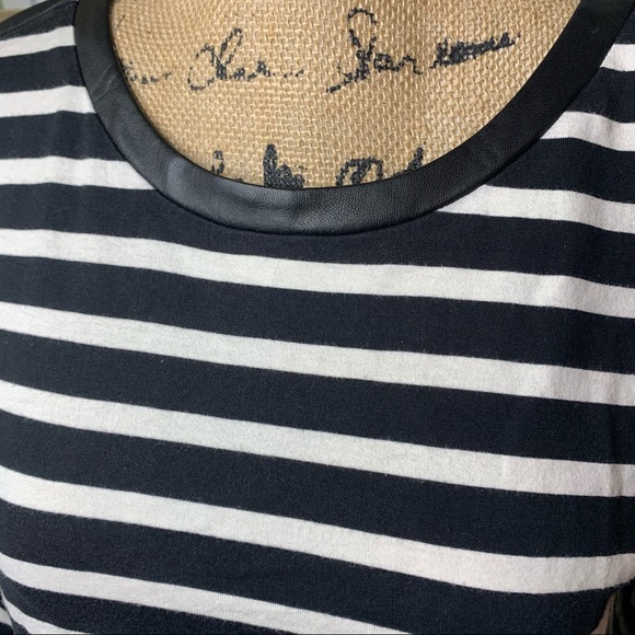 J. Crew Striped Faux Leather Sleeve Stripe Top - Picture 3 of 14